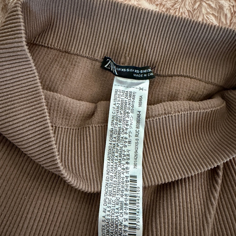 Zara Brown Ribbed Two-Piece Set XS - Picture 4 of 4